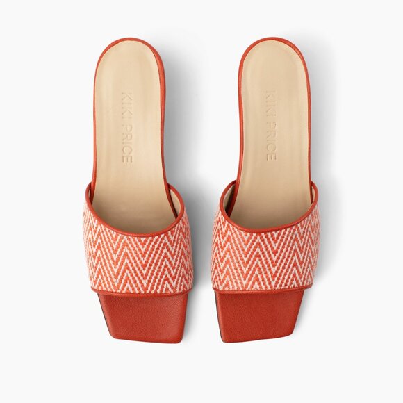 Slide On Over – Orange Leather & Raffia Slides, New in Box - Picture 5 of 5